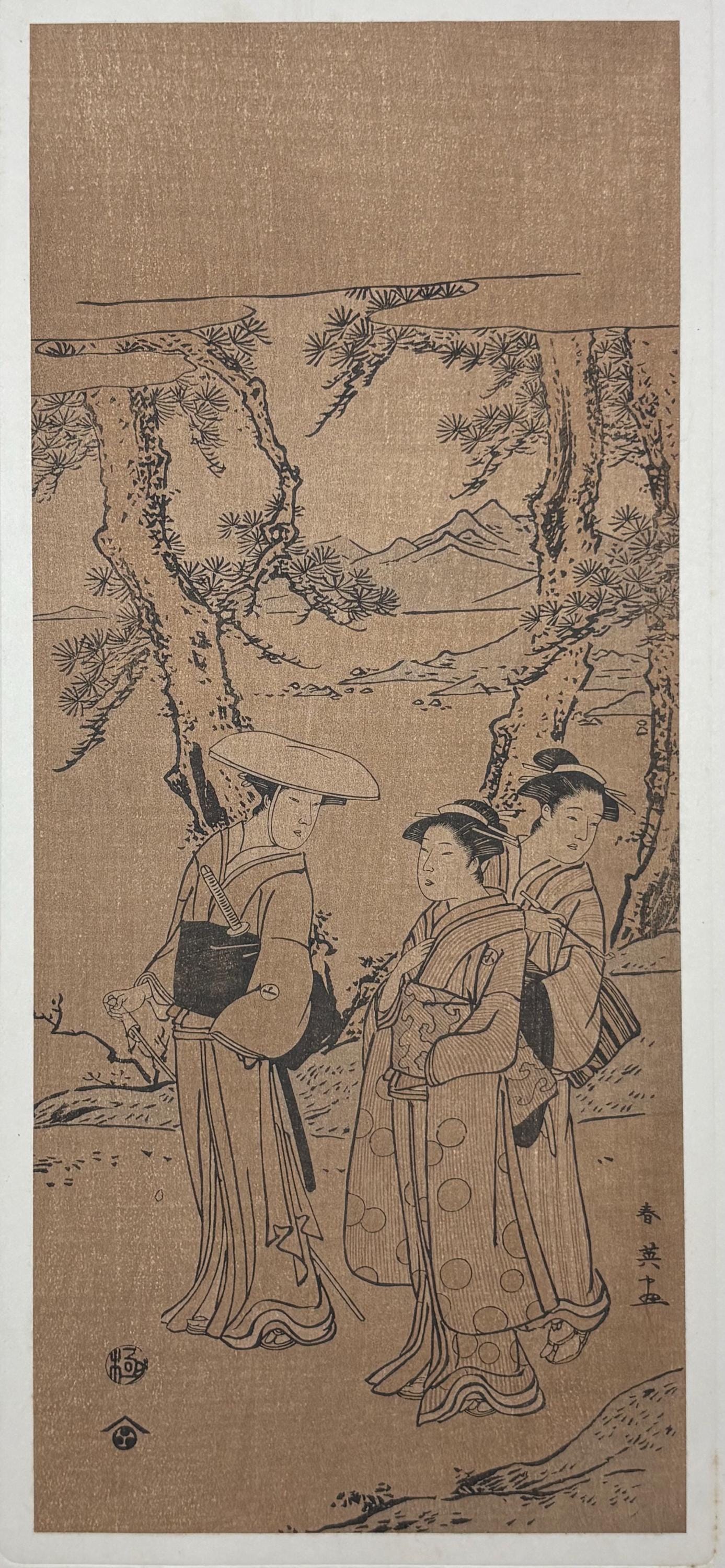 Japanese Ukiyo-e, woodblock print, 1906, Japanese antique woodblock print, Katsukawa Shunei, from Ukiyoe-ha-gashu.