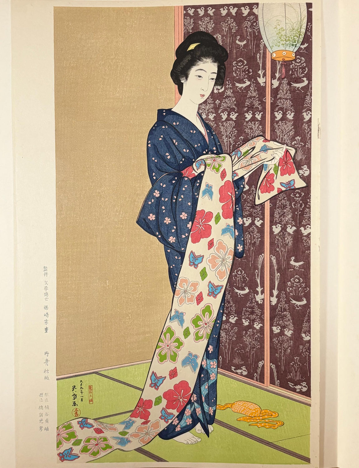 Japanese Ukiyoe, Shin-Hanga, Woodblock print, Hashiguchi Goyo, "Woman in Summer Kimono"
