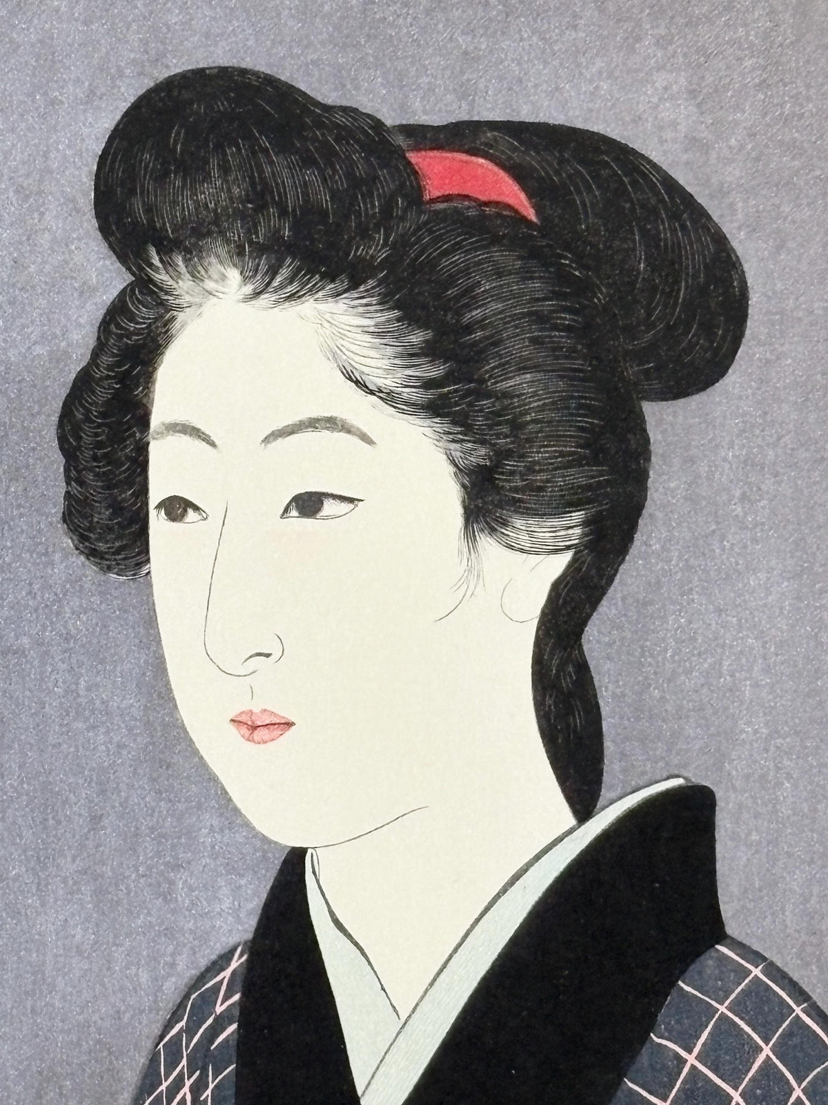Japanese Ukiyoe, Shin-Hanga, Woodblock print, Hashiguchi Goyo, "Woman Holding a Tray"