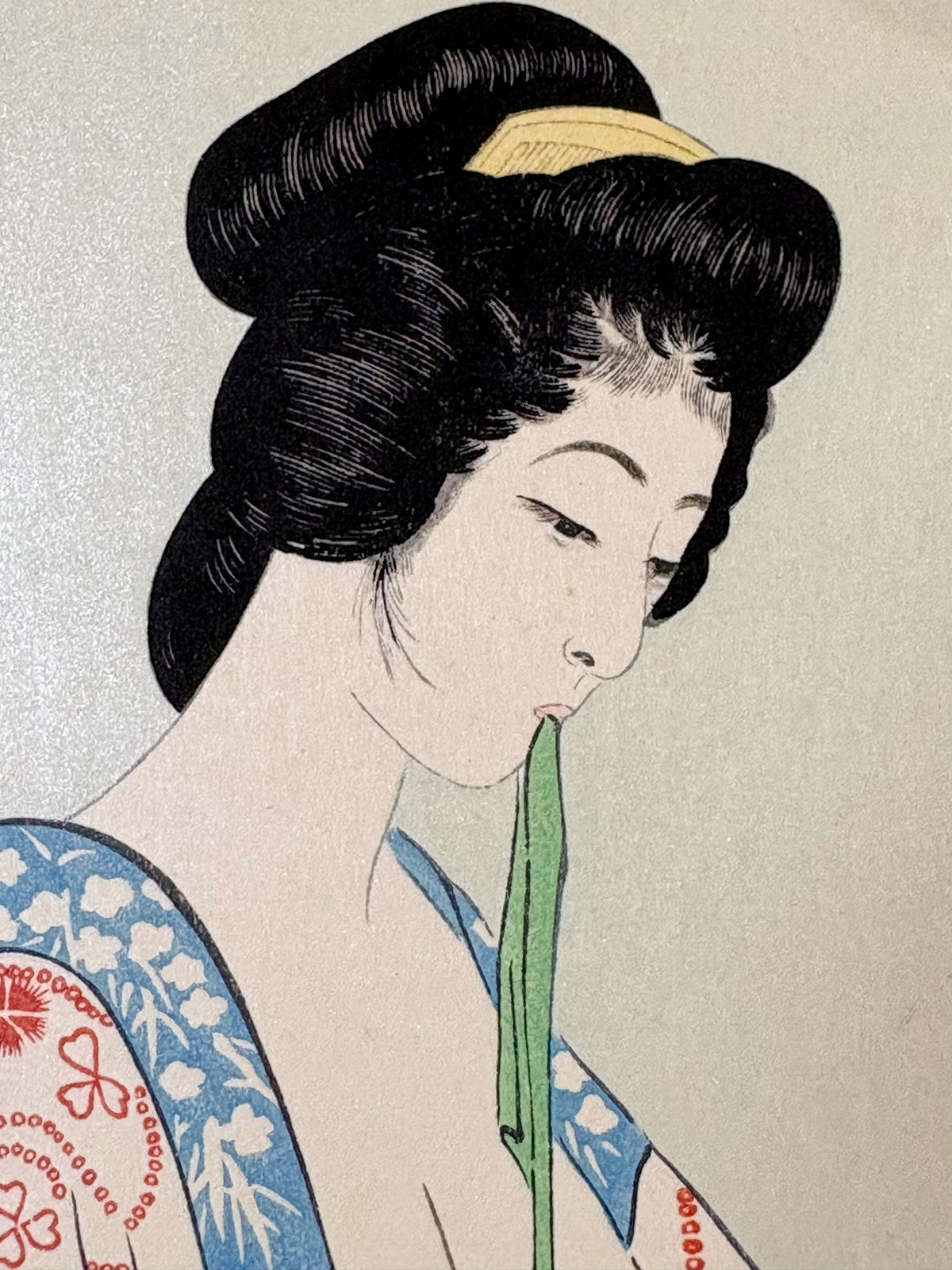 Japanese Ukiyoe, Shin-hanga, Woodblock print, Hashiguchi Goyo, "Woman Dressing- Woman in a Long Undergarment"