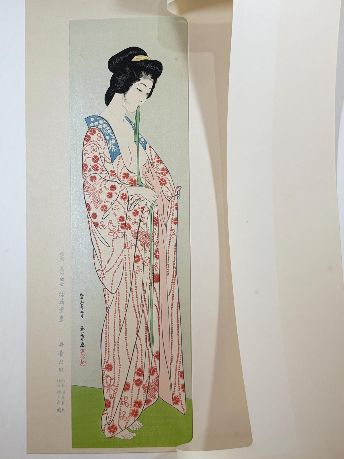 Japanese Ukiyoe, Shin-hanga, Woodblock print, Hashiguchi Goyo, "Woman Dressing- Woman in a Long Undergarment"