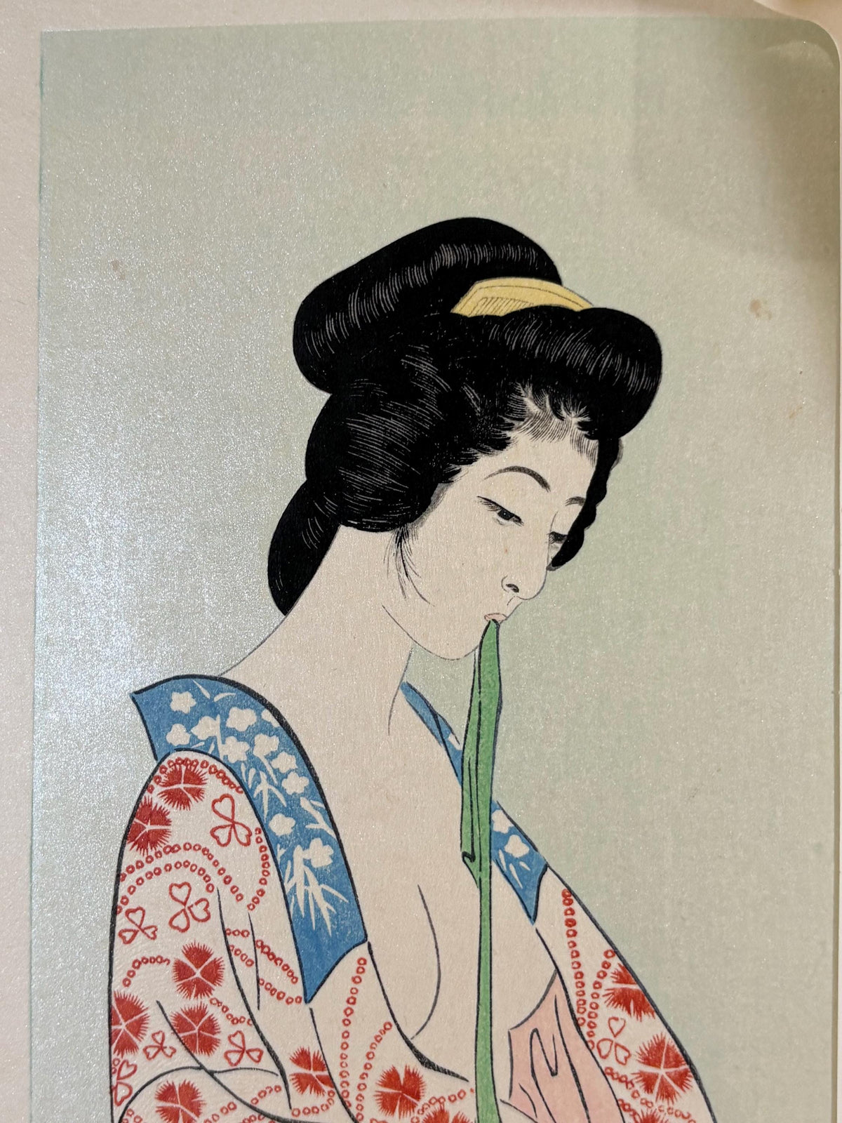 Japanese Ukiyoe, Shin-hanga, Woodblock print, Hashiguchi Goyo, "Woman Dressing- Woman in a Long Undergarment"