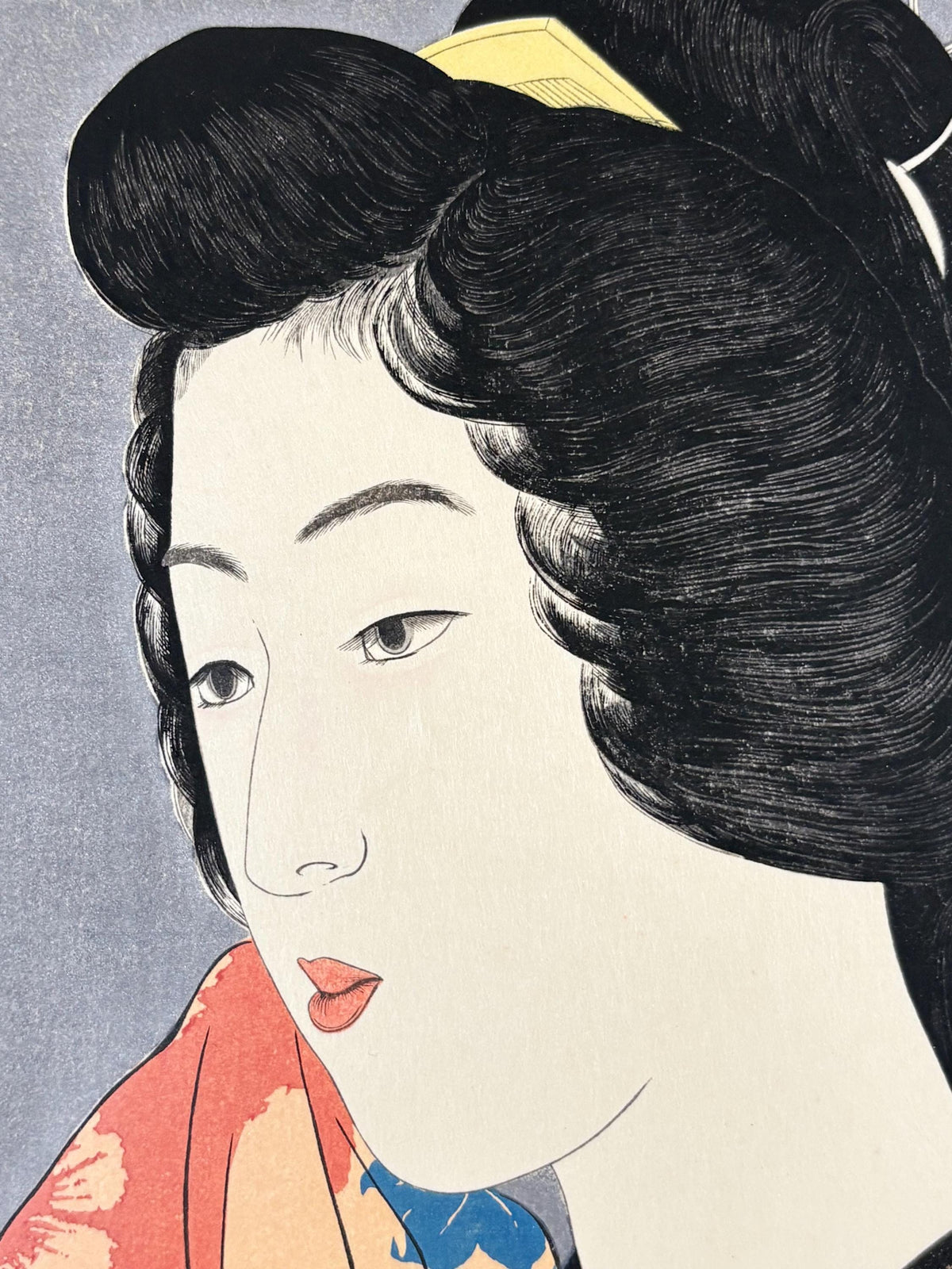 Japanese Ukiyoe, Shin-Hanga, Woodblock print, Hashiguchi Goyo, "Woman with a Hand Towel"