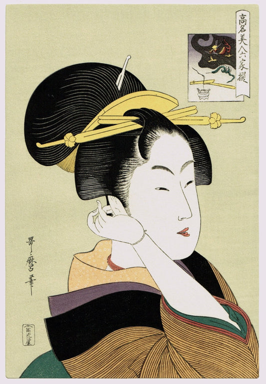 Japanese Ukiyo-e Woodblock print, Utamaro, "Tatsumi Roko"