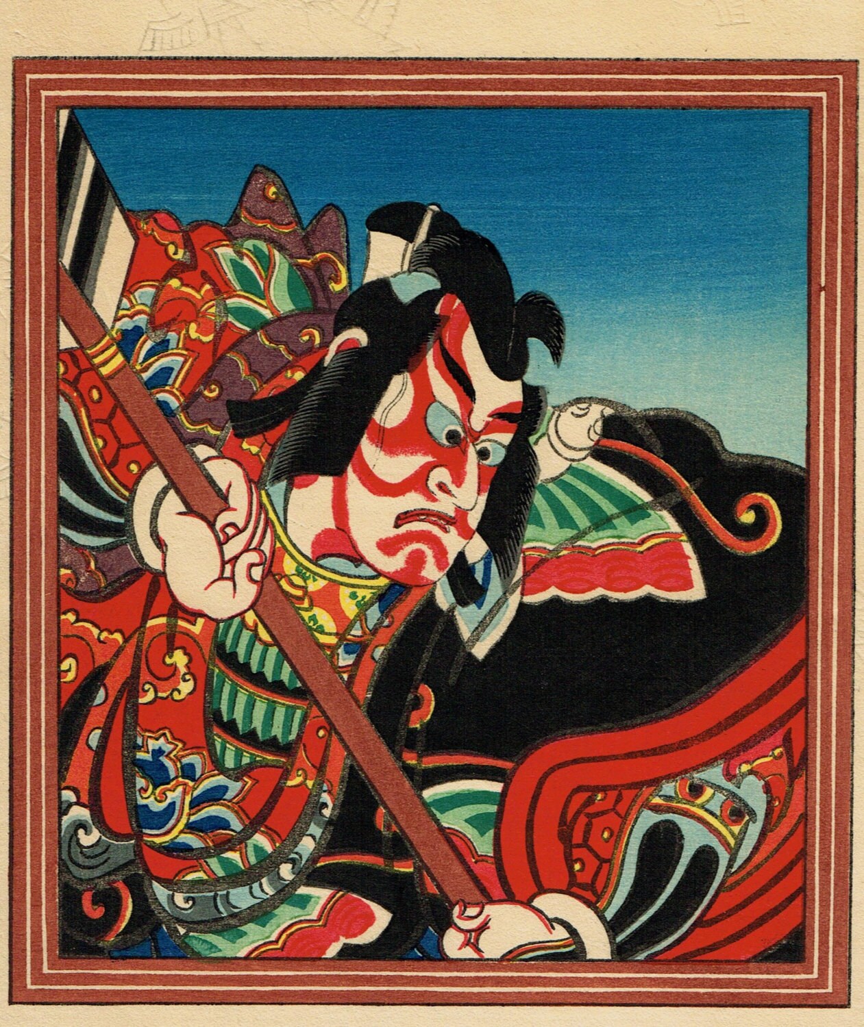 Japanese original Ukiyo-e Woodblock print, Torii kiyotada4, Kabuki Actor 3