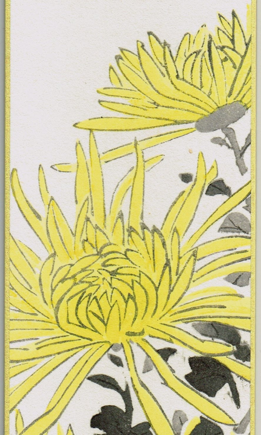 Japanese woodblock print, Fukuda Suiko,"Chrysanthemum and  Butterfly"