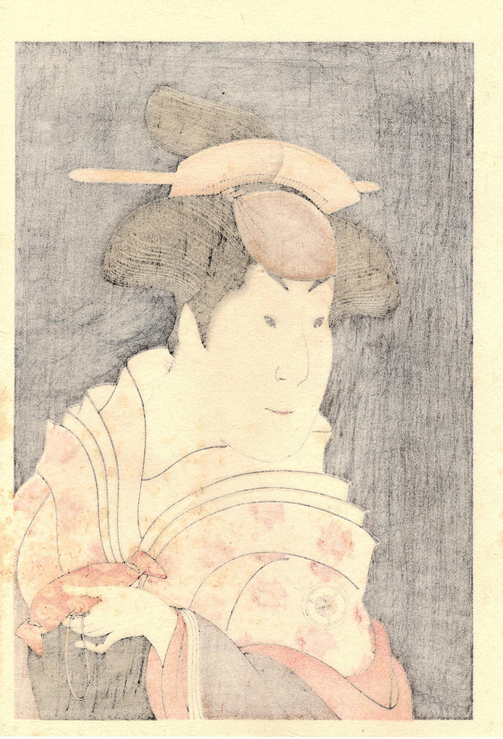 Japanese Ukiyo-e Woodblock print, Sharaku, "Actor Iwai Hanshiro IV as the Wet Nurse Shigenoi"