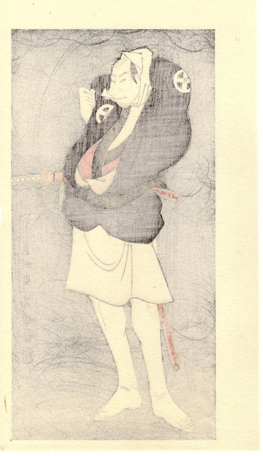 Japanese Ukiyo-e Woodblock print, Sharaku, "Otani Oniji as Kawashima Jibugoro"