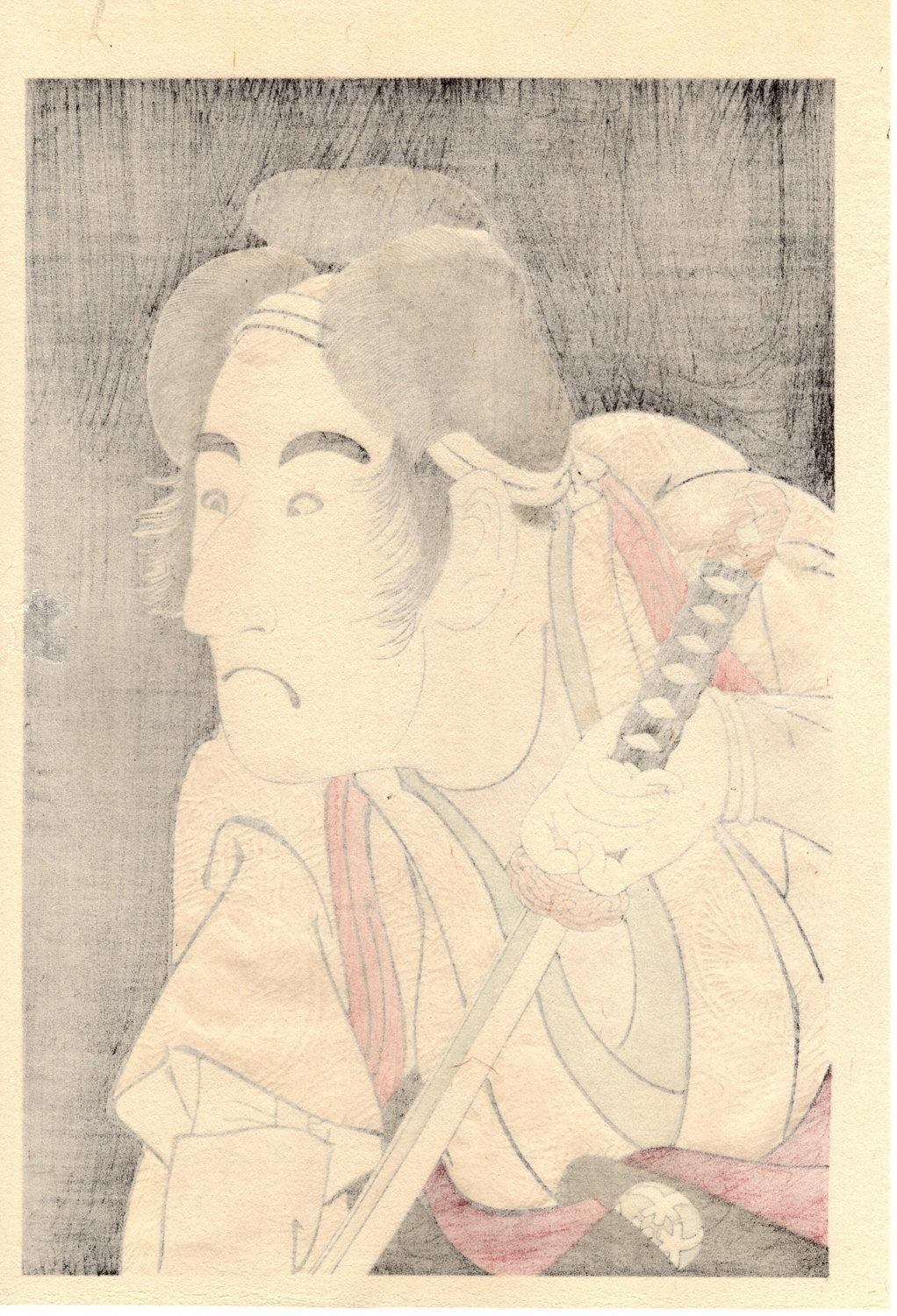 Japanese Ukiyo-e Woodblock print, Sharaku, "Actor Bando Mitsugoro II as Ishii Genzo"