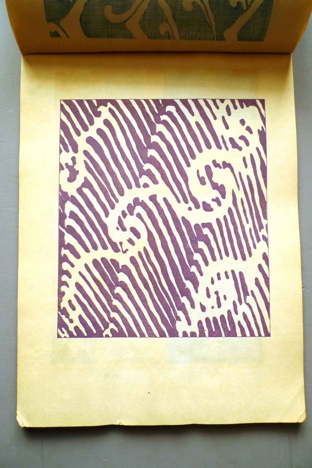 1902, Japanese antique woodcut design book, Kamisaka Sekka, "Kairo (wave design)", original 1st edition.