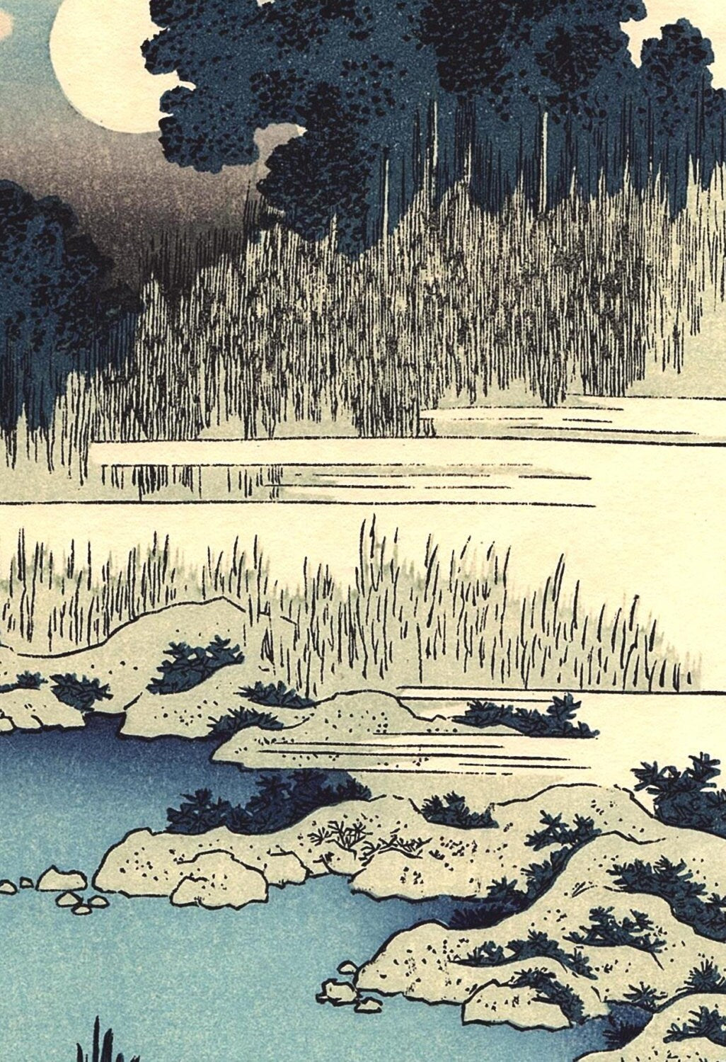 Japanese Ukiyo-e Woodblock print, Hokusai , "The Gatherer of Rushes"