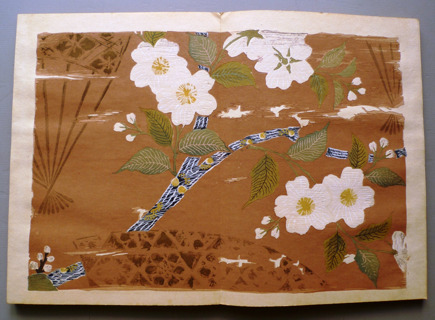 1914, Japanese antique woodcut fashion design book, Rokkaku Shisui, 