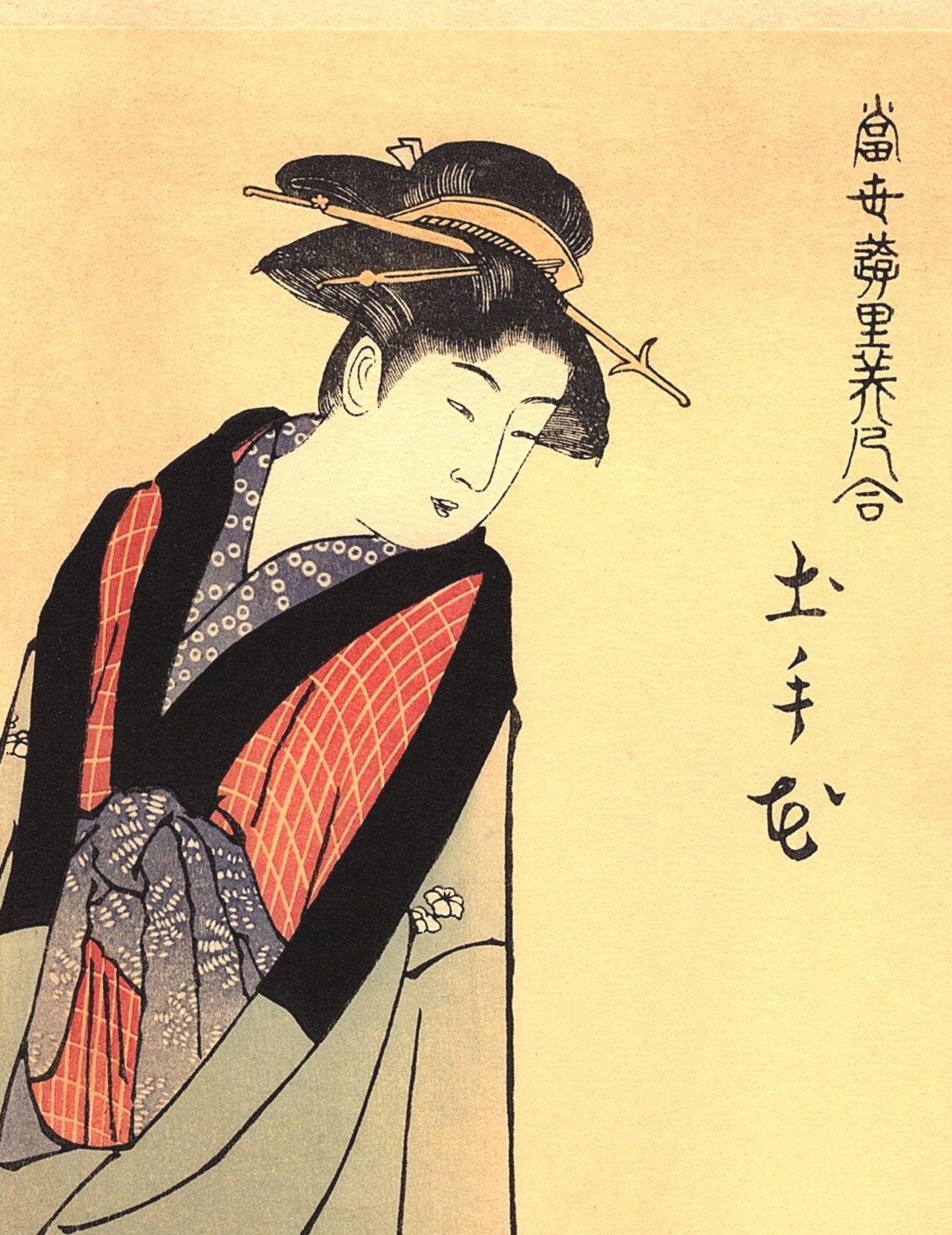 Japanese Ukiyoe, Woodblock print, Kiyonaga, "Contemporary Beauties of the Pleasure Quarters"