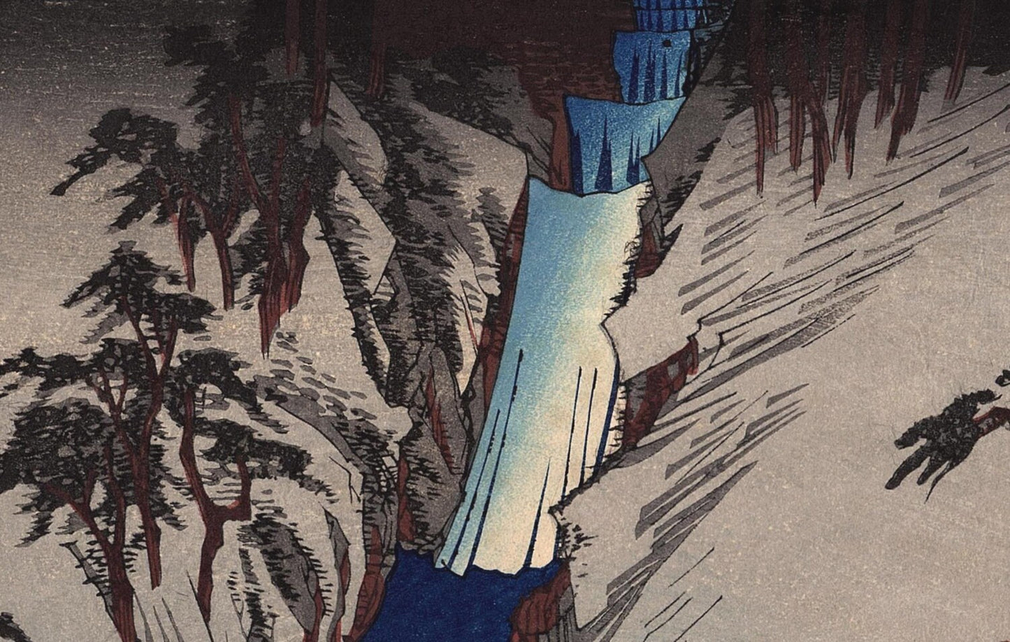 Japanese Ukiyoe, Woodblock print, Hiroshige, "The Nunobiki Waterfall in Settsu Province"