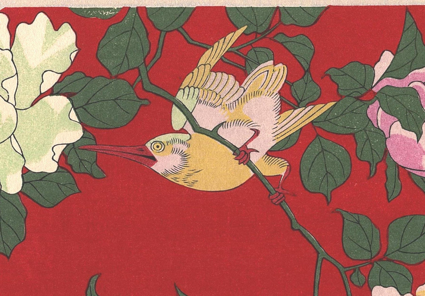 Japanese Ukiyoe, Woodblock print, Hiroshige, "Rose"