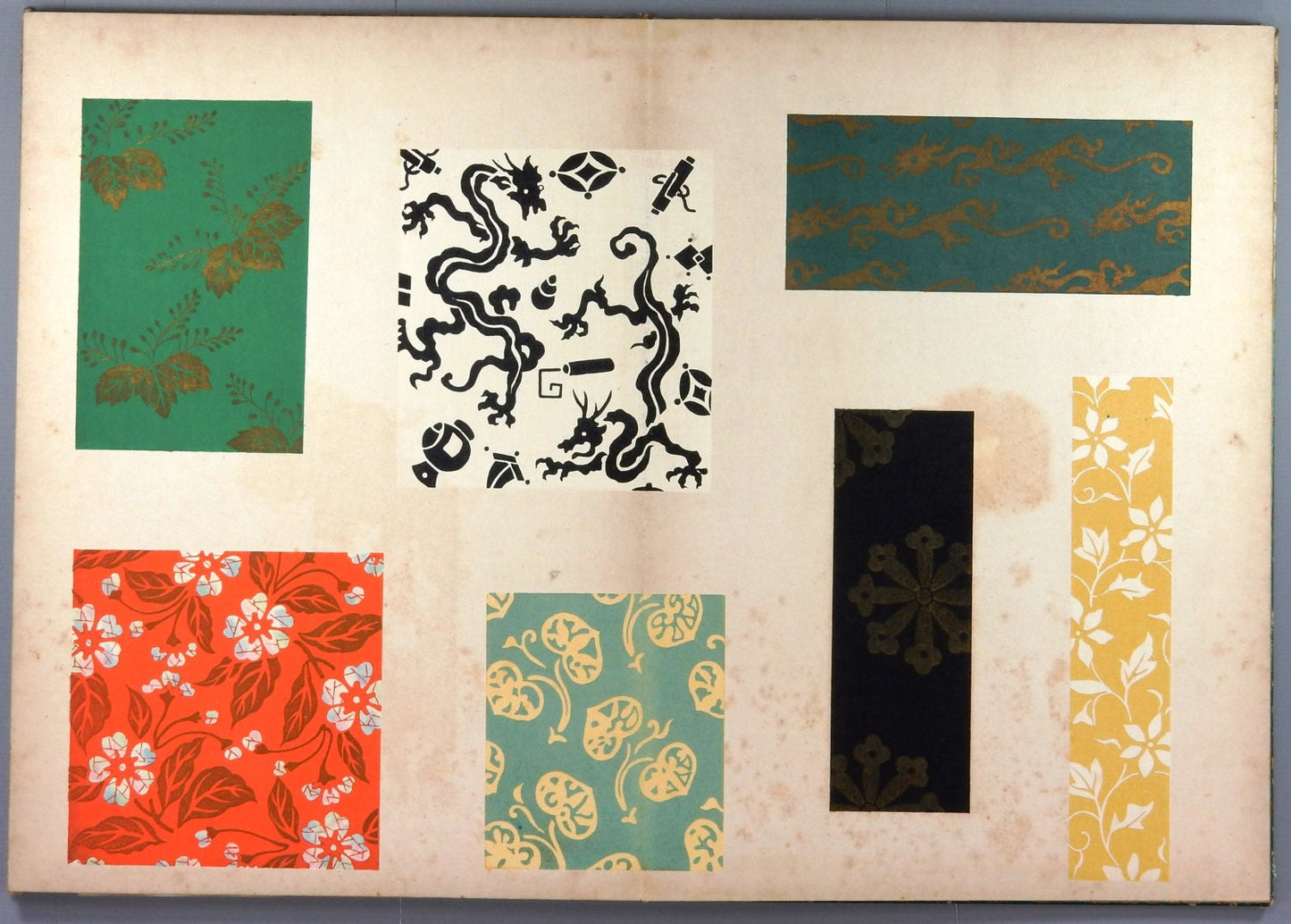 1939, Japanese vintage original woodblock print design book, Kawarazaki Kodo, "Shuko Monyou vol.1"