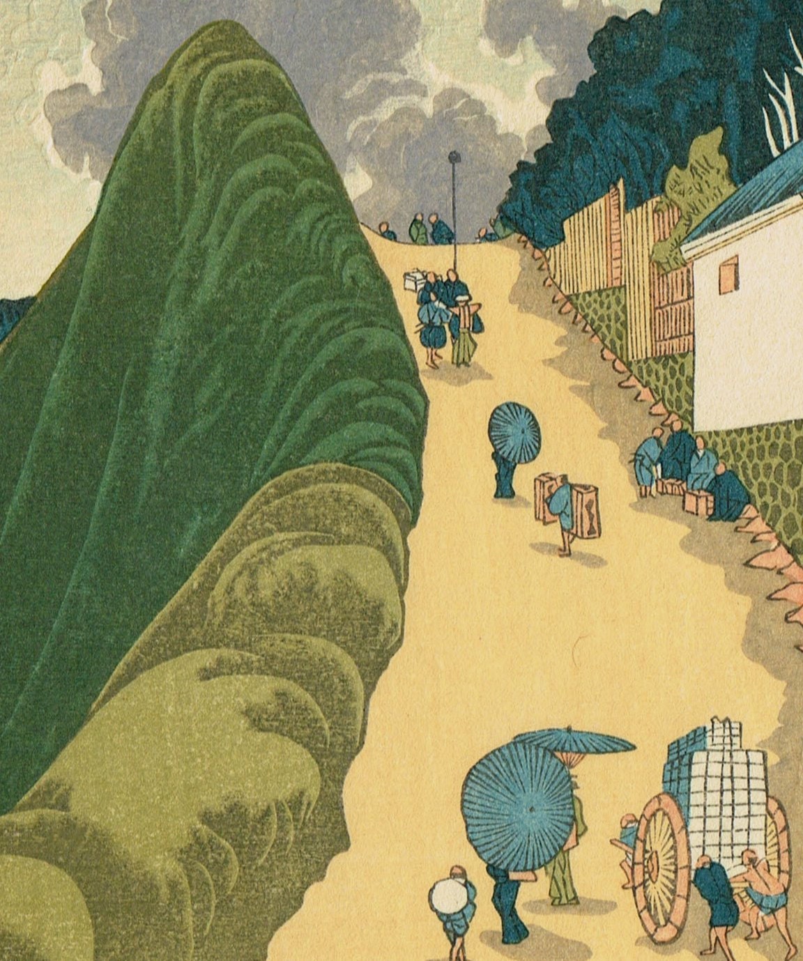 Japanese Ukiyo-e Woodblock print, Hokusai, "Sight as Ushigafuchi, Kudan"