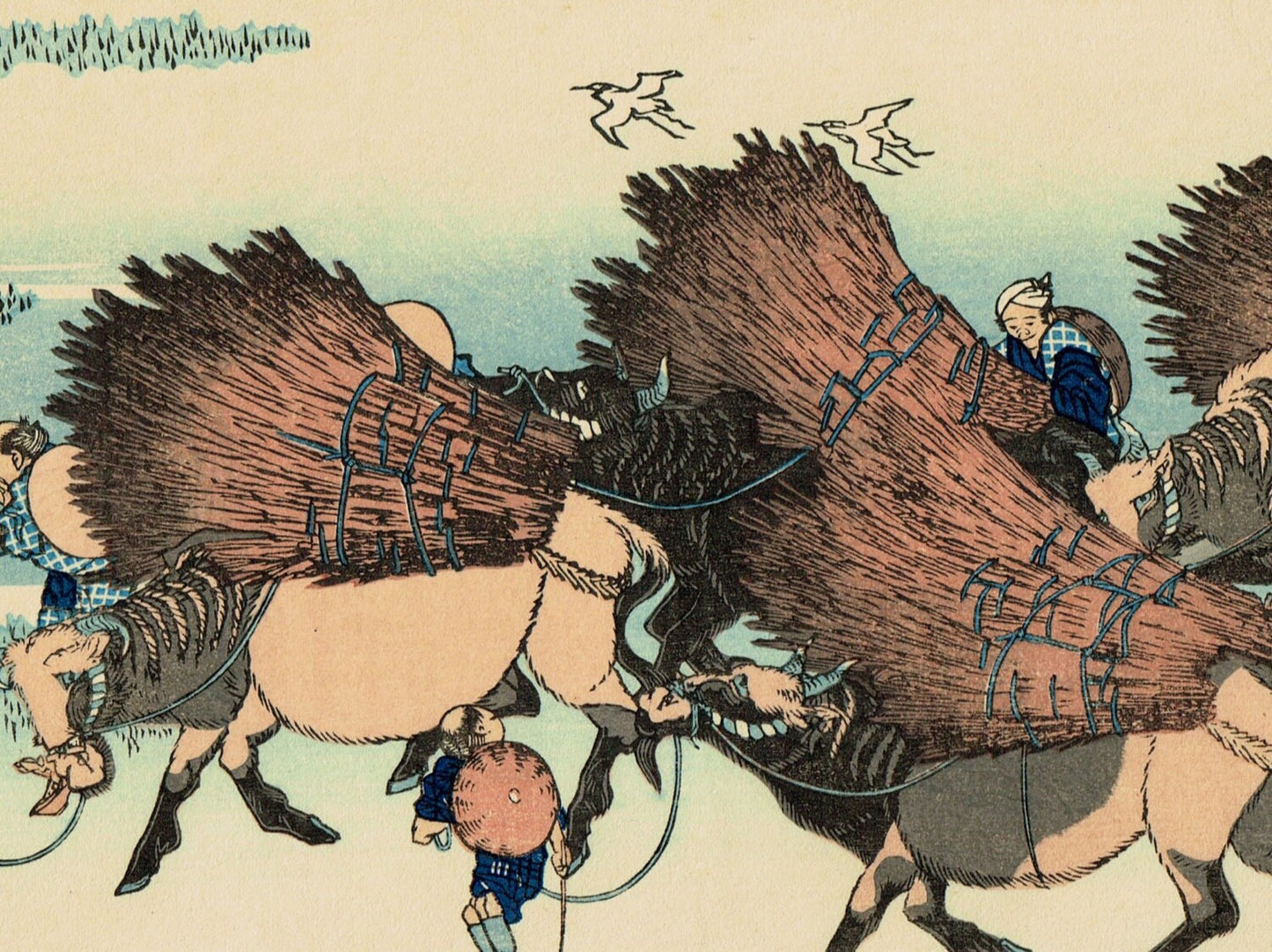 Japanese Ukiyo-e Woodblock print, Katsushika Hokusai, "Ōno Shinden in the Suruga Province, from the series Thirty-six Views of Mount Fuji"