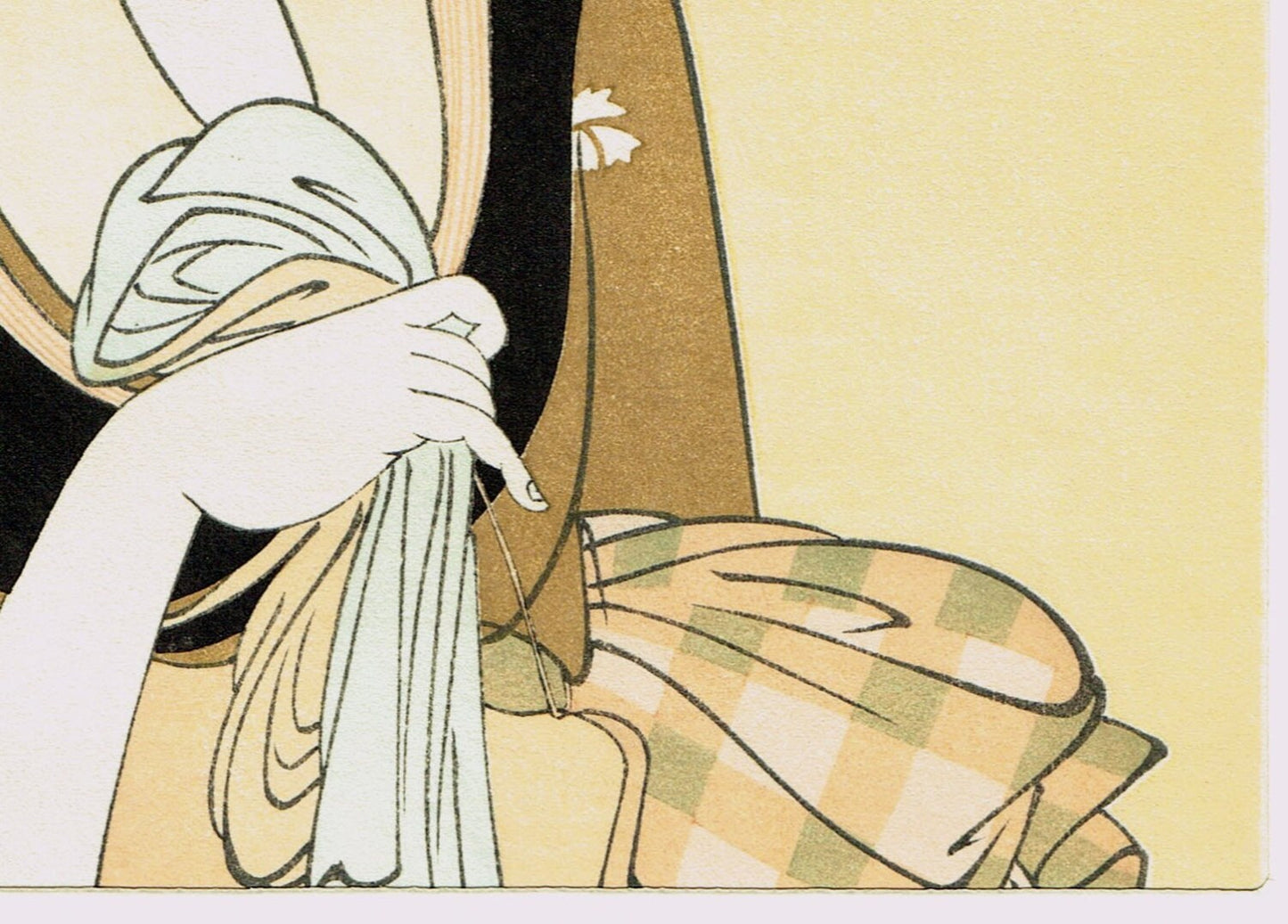 Japanese Ukiyo-e Woodblock print, Utamaro, "One of 12 Beauties"