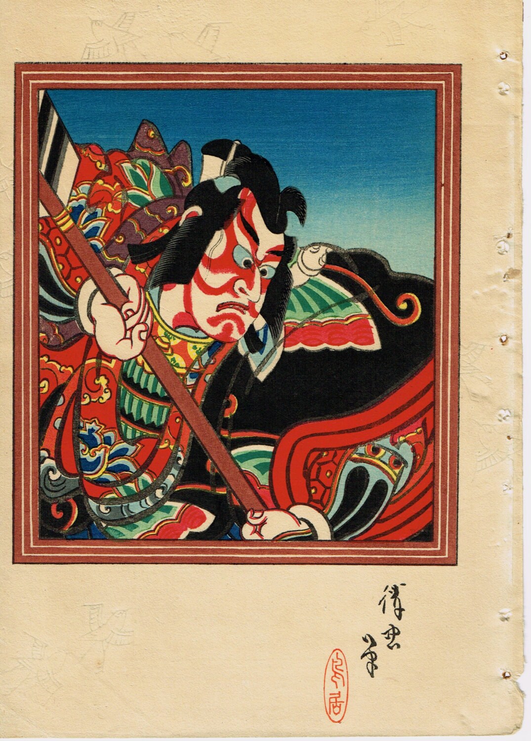 Japanese original Ukiyo-e Woodblock print, Torii kiyotada4, Kabuki Actor 3