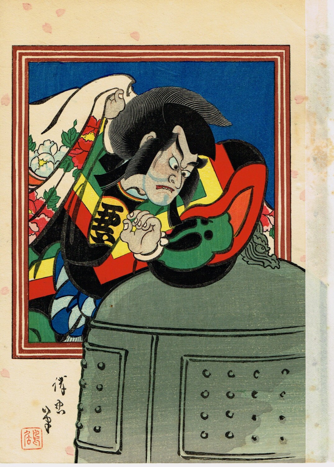 Japanese original Ukiyo-e Woodblock print, Torii kiyotada4, Kabuki Actor 4