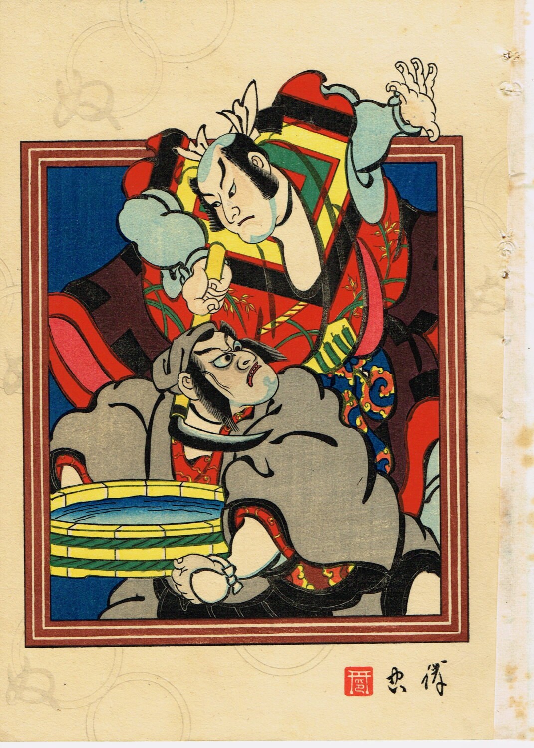 Japanese original Ukiyo-e Woodblock print, Torii kiyotada4, Kabuki Actor 5