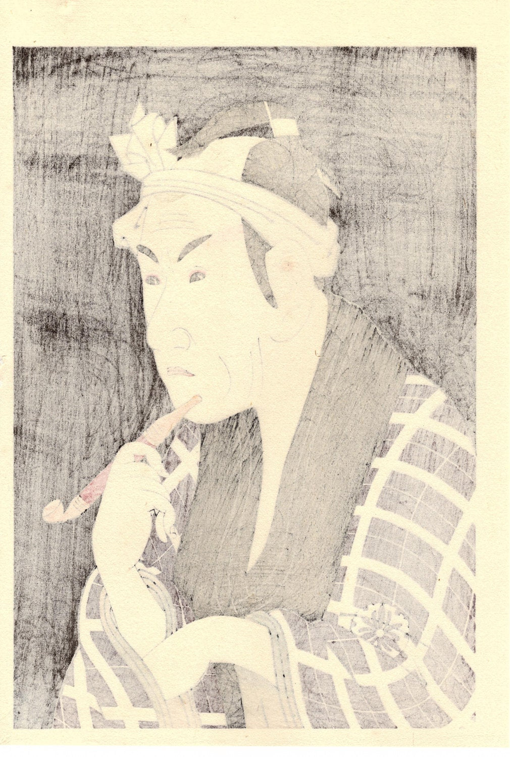 Japanese Ukiyo-e Woodblock print, Sharaku, "Matsumoto Koshiro IV as the Fish Peddler Gorobei"