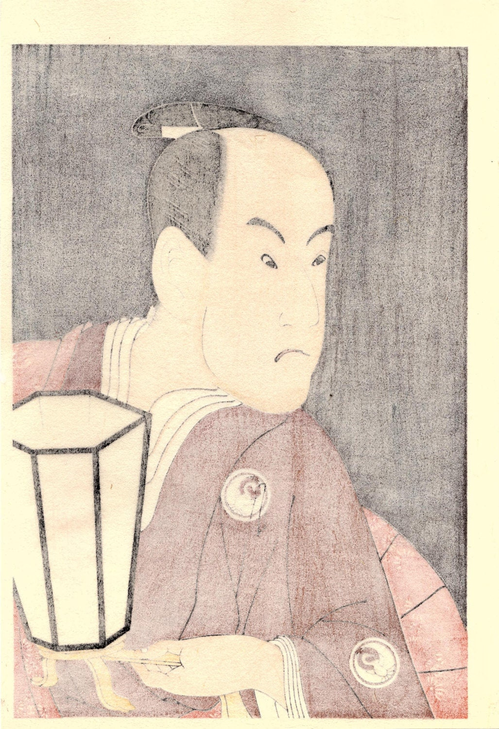 Japanese Ukiyo-e Woodblock print, Sharaku, "Actor Bando Hikosaburo III as Sagisaka Sanai"