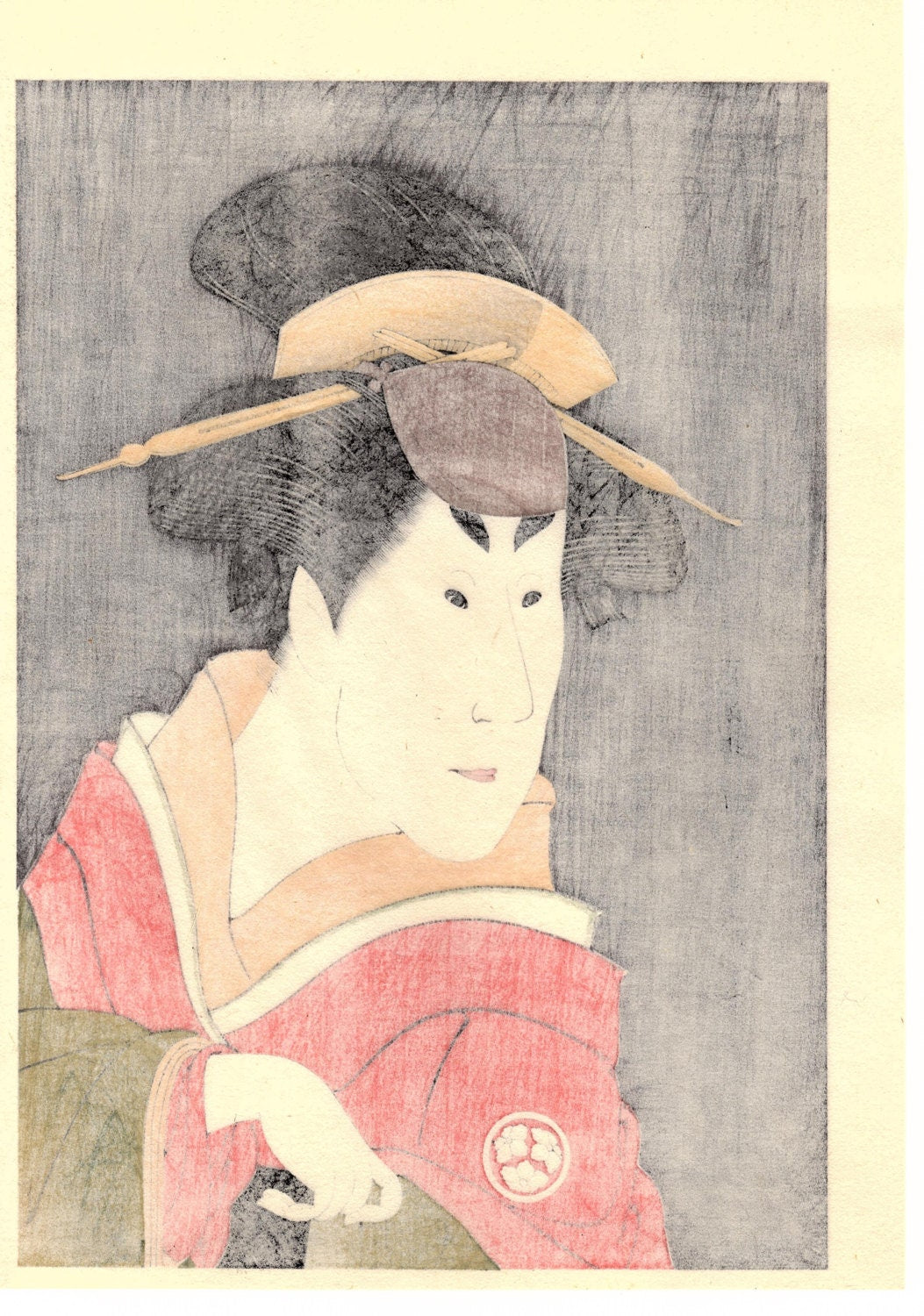 Japanese Ukiyo-e Woodblock print, Sharaku, "Actor Osagawa Tsuneyo II as Sakuragi"