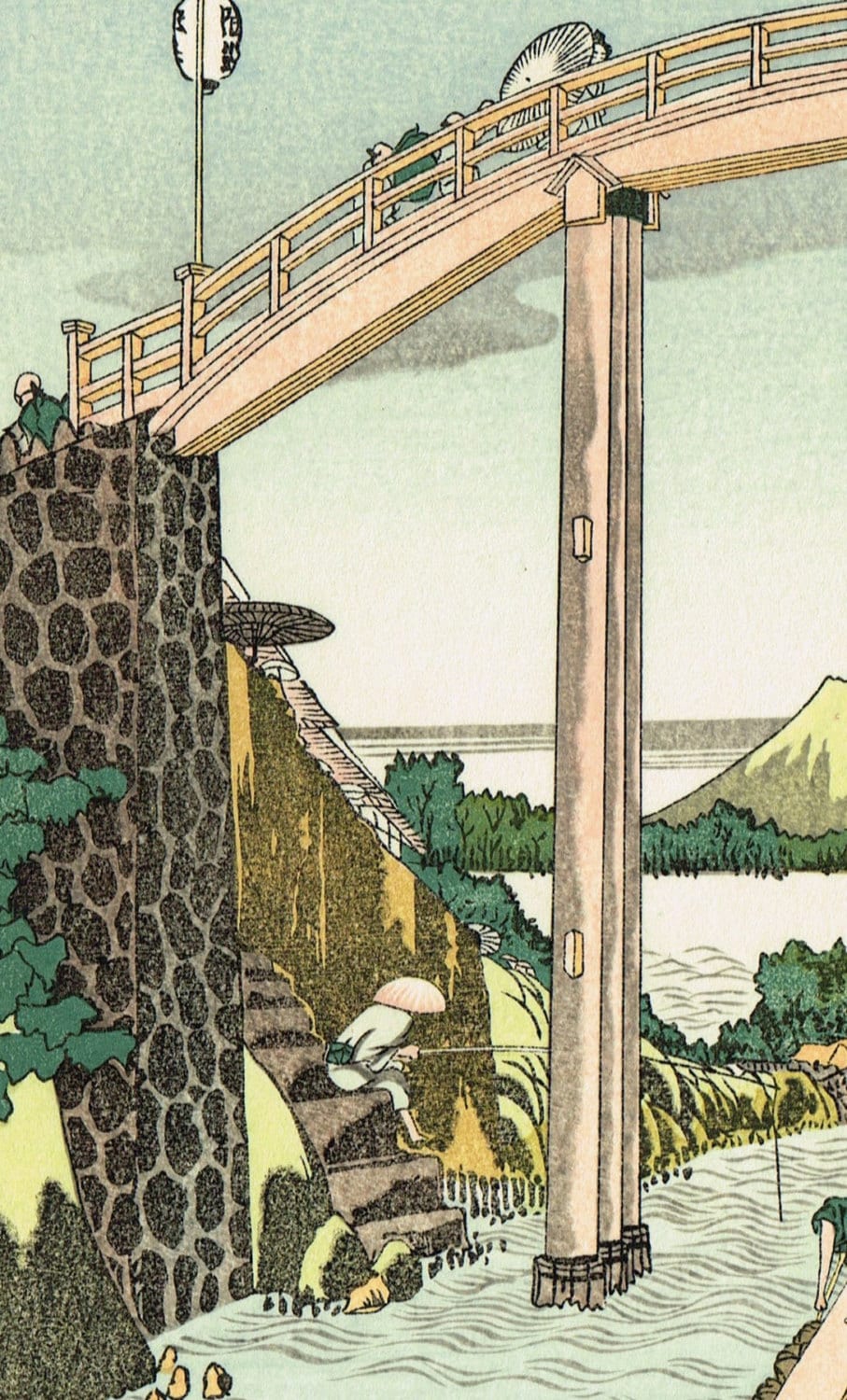 Japanese Ukiyo-e Woodblock print, Hokusai, "Mount Fuji from Takabashi"