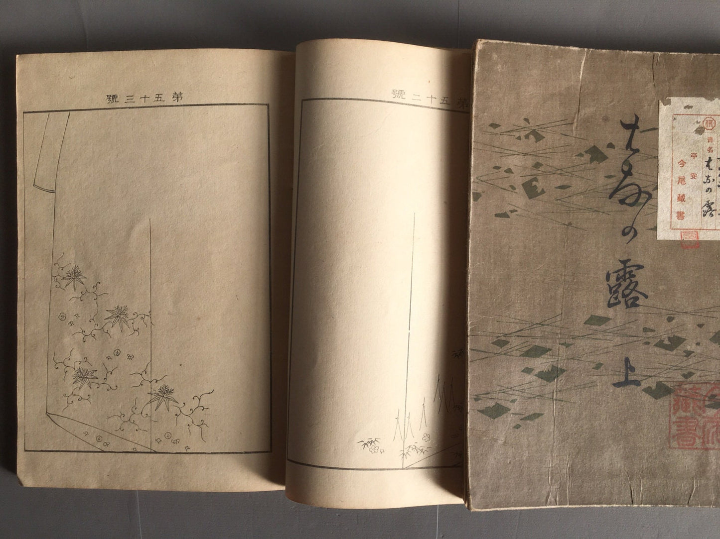 1902, Japanese vintage original woodblock print , Kimono design book, Kadokawa Keishu, "Hana no Tsuyu".