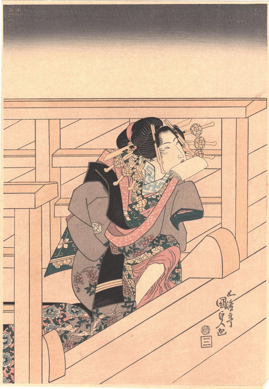 Japanese Ukiyo-e Woodblock print, Kunisada。