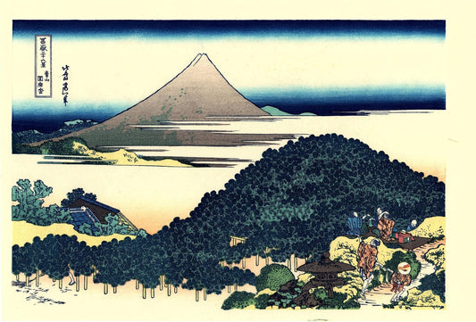 Japanese Ukiyo-e Woodblock print, Katsushika Hokusai, "The Circular Pine Trees of Aoyama, Thirty-six Views of Mount Fuji"