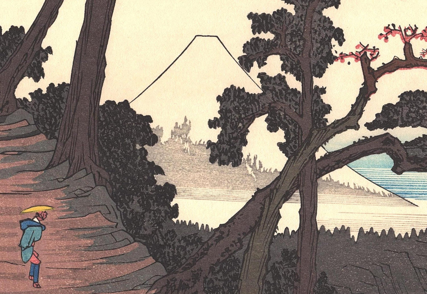 Japanese Ukiyoe, Woodblock print, Hiroshige, "Mount Fuji from Satta"