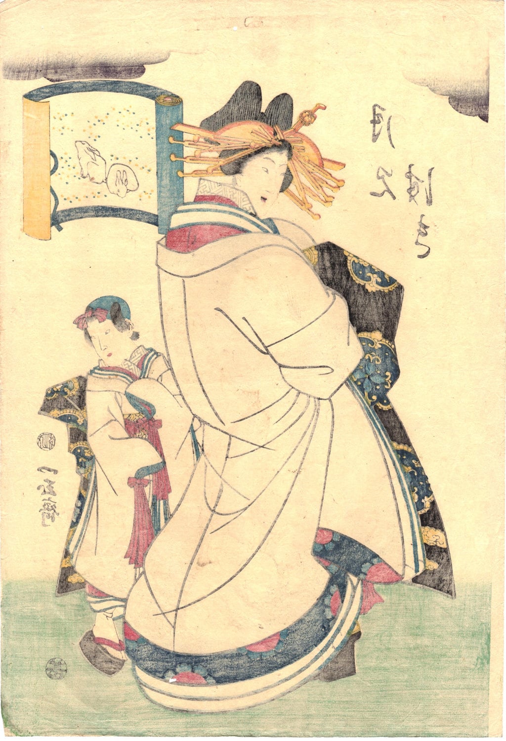 Japanese original Ukiyo-e Woodblock print, Utagawa Sadahide, Edo-period