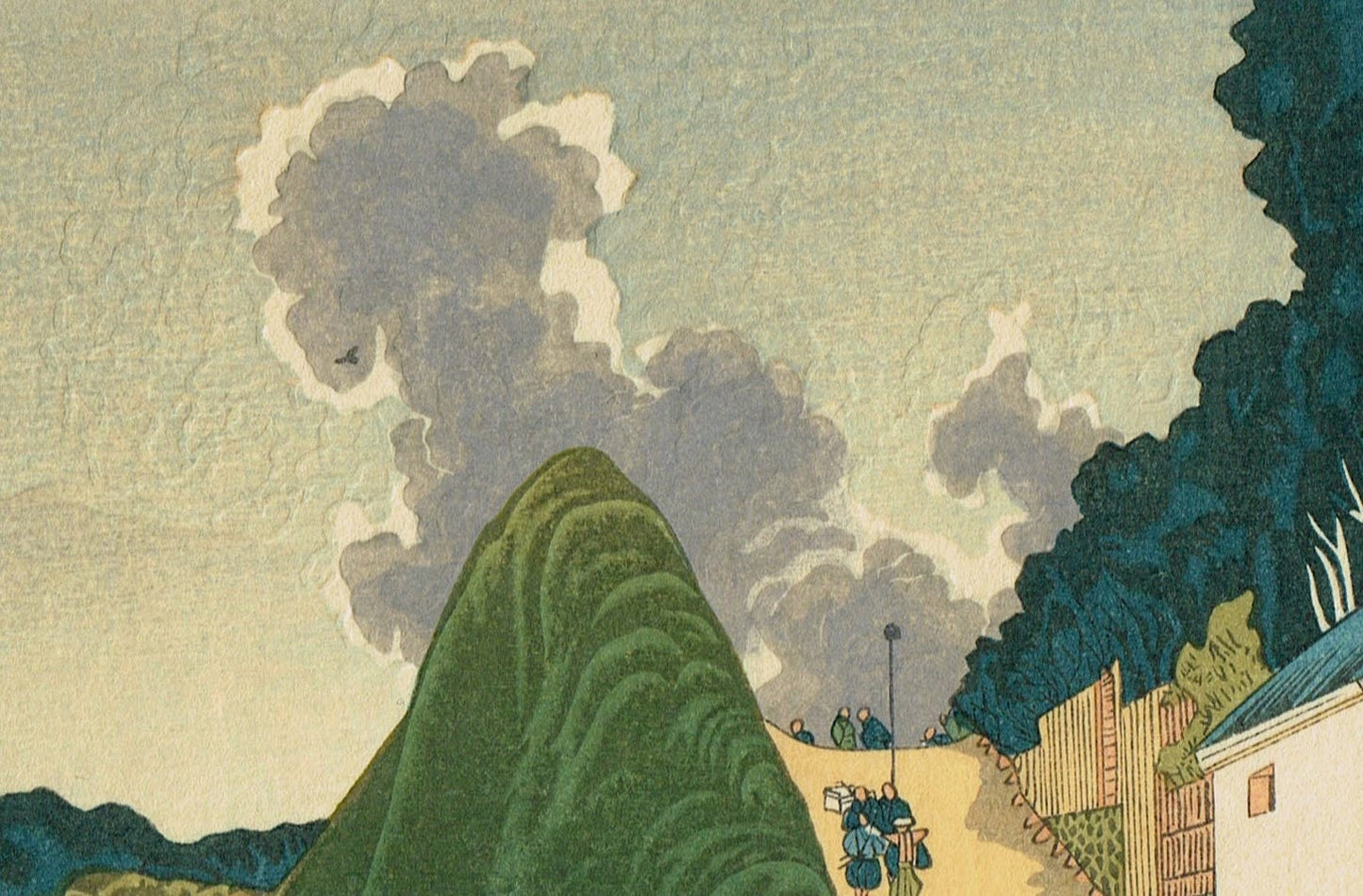 Japanese Ukiyo-e Woodblock print, Hokusai, "Sight as Ushigafuchi, Kudan"