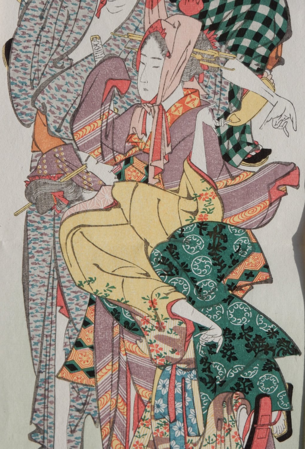 Japanese Ukiyo-e Woodblock print, Hokusai, "Dance parade"