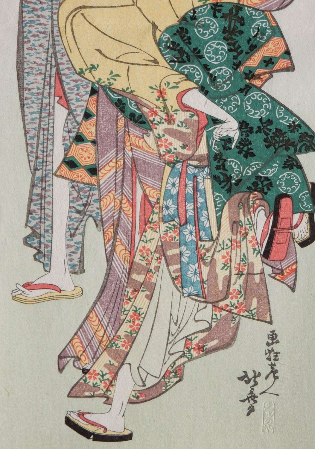 Japanese Ukiyo-e Woodblock print, Hokusai, "Dance parade"