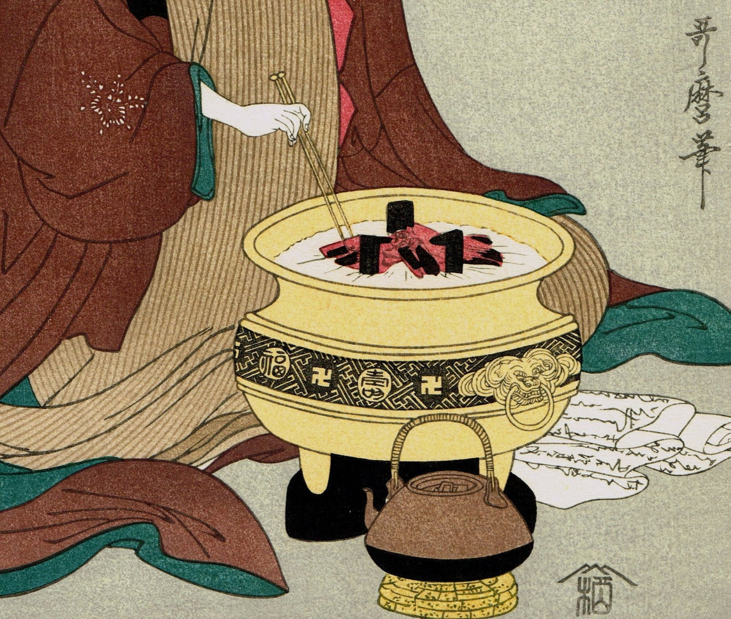 Japanese Ukiyo-e Woodblock print, Utamaro, "Naniwaya Okita"