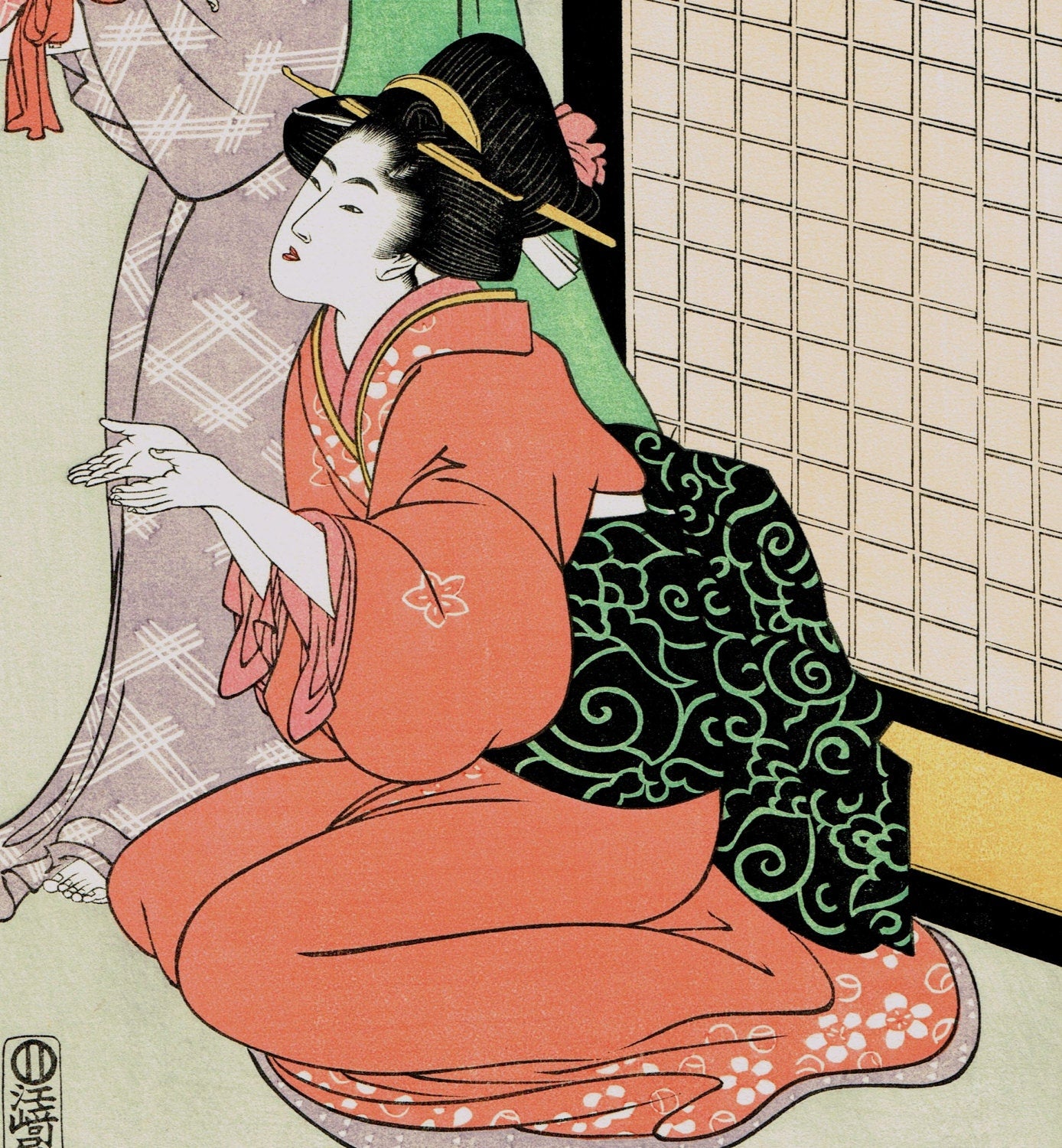 Japanese Ukiyo-e Woodblock print, Utamaro, "Contemporary Nursery Scenes"