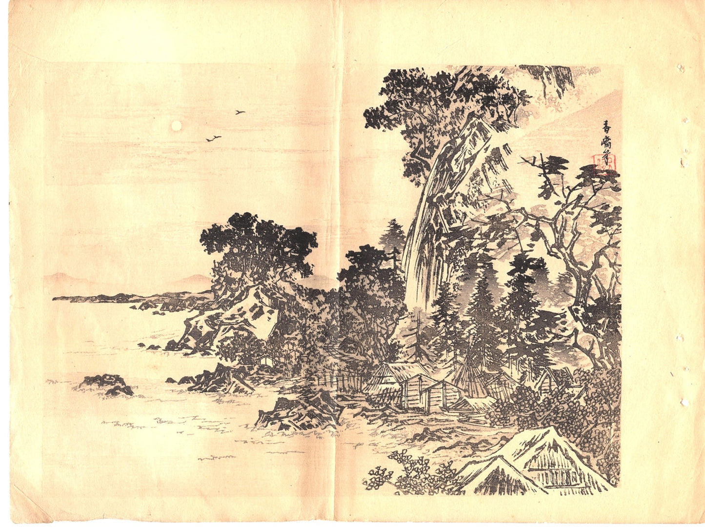 1913, Japanese antique woodcut print, Taniguchi Kokyo 5