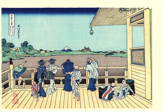 Japanese Ukiyo-e Woodblock print, Katsushika Hokusai, "Sazai hall - Temple of Five Hundred Rakan, Thirty-six Views of Mount Fuji"