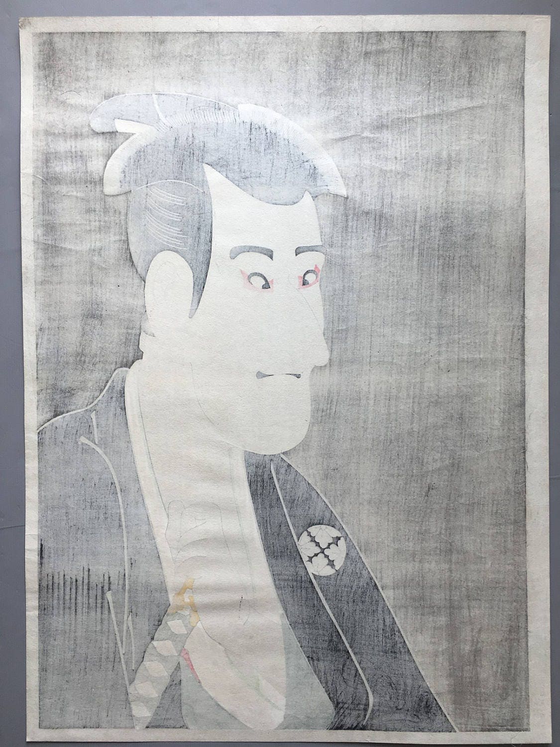 Extra Large size, Japanese Ukiyo-e Woodblock print, Sharaku, "Actor Ichikawa Komazo II as Shiga Daishichi"