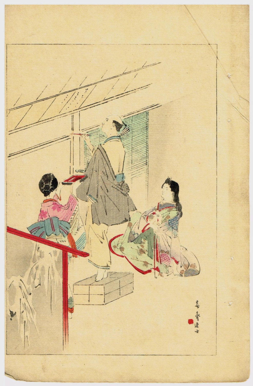 1891, Japanese antique woodblock print, Kikuchi Yosai, "Oishi Yoshio"