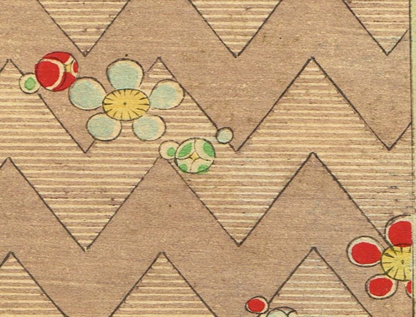 1900, Japanese antique woodblock print, Kimono design 3