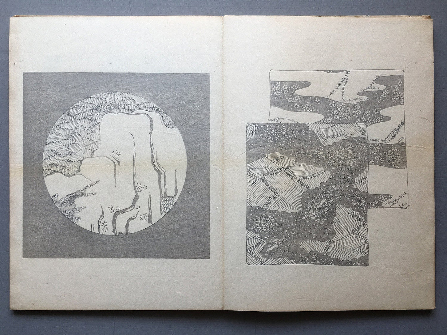 1900, Japanese antique woodcut design book, Honda Ichijiro, "Monyo Shohin"