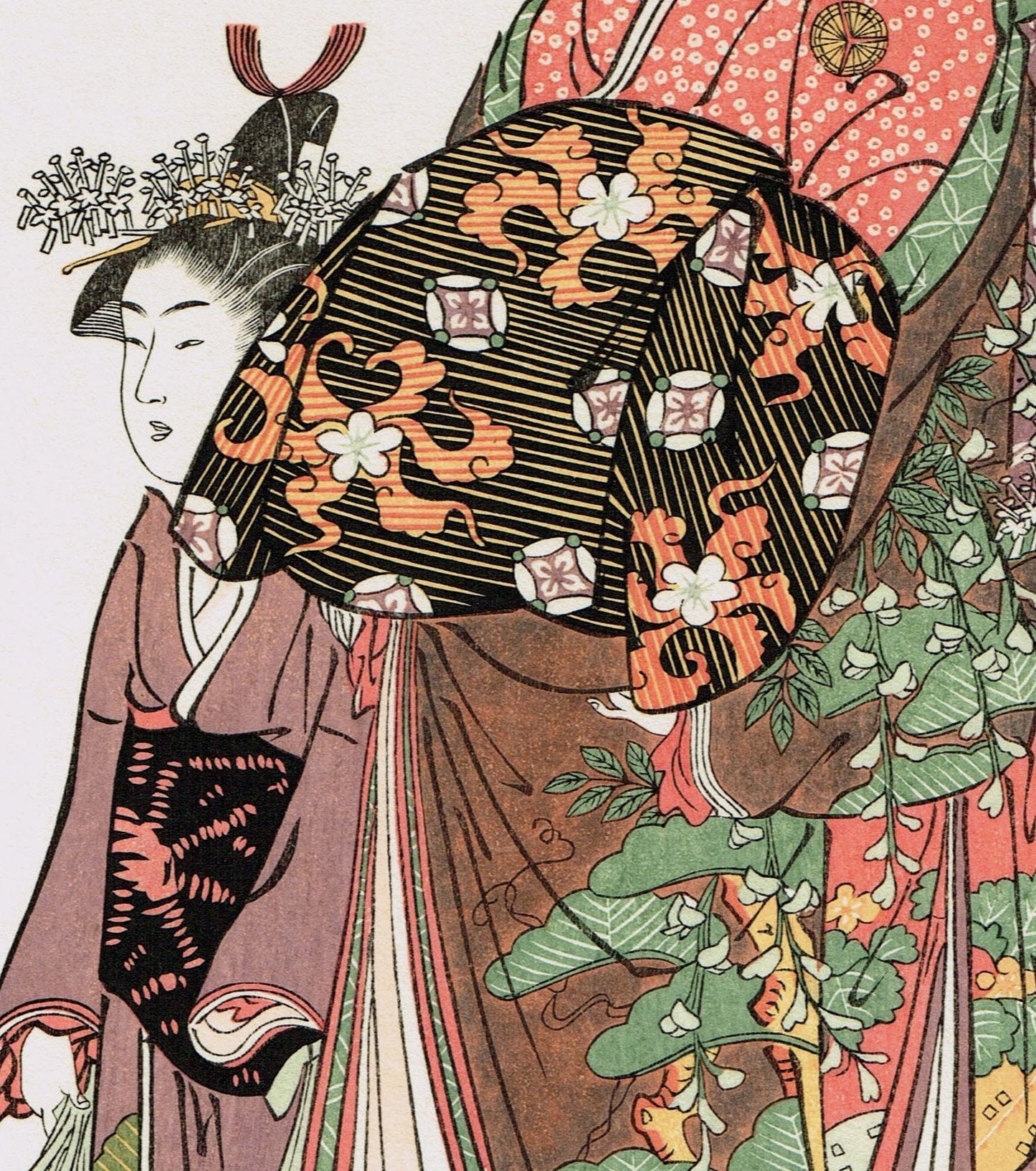 Japanese Ukiyo-e Woodblock print, Shunzan, "The Coutesan Kasugano of The Ogi-ya House"