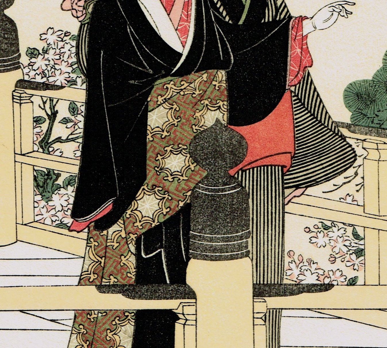 Japanese Ukiyo-e Woodblock print, Kitao Masanobu, "Women Of The Balcony"