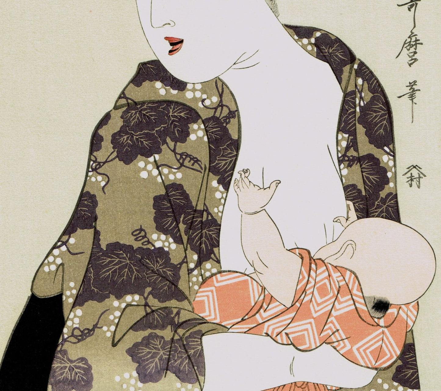 Japanese Ukiyo-e Woodblock print, Utamaro, "The Wife"