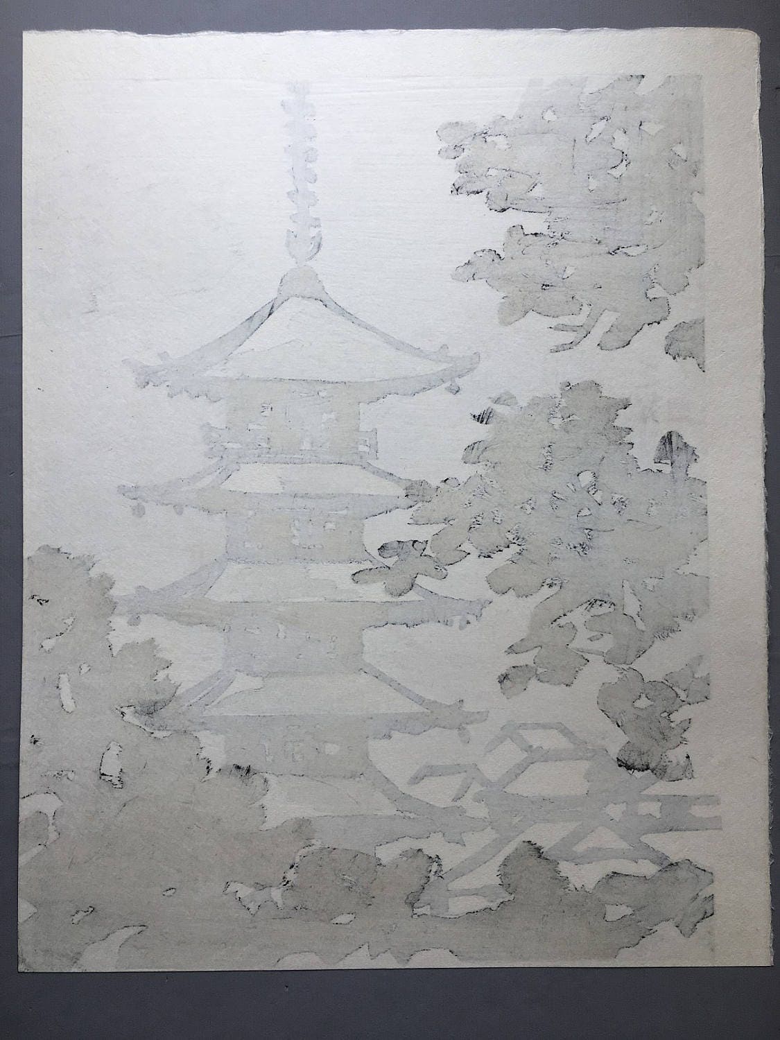 Large size, Japanese Ukiyo-e Woodblock print, Miwa Chosei, "Yasaka Pagoda"